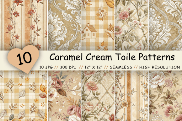 Caramel Cream Toile Digital Paper Pack: A Creative Resource for Every Project