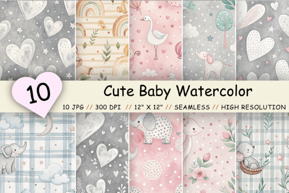 Cute Baby Watercolor Seamless Pattern