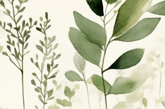 Elegant Green Botanical Watercolor Patte