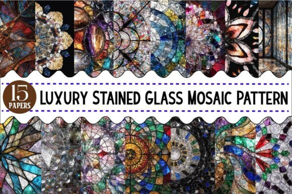 Elevate Your Digital Art with a Luxury Stained Glass Mosaic Pattern Bundle