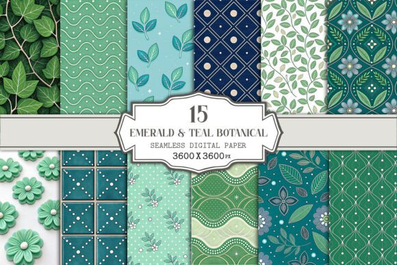 Emerald Teal Botanical Seamless: A Versatile Design for Creative Professionals