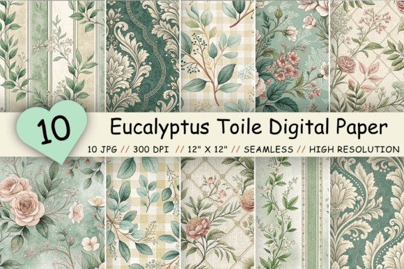 Eucalyptus Toile Digital Paper Pack: A Modern Solution for Creative Professionals