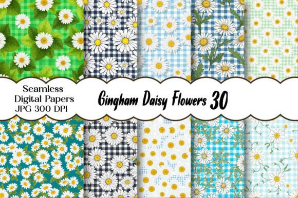 Gingham Daisy Flowers Digital Papers: A Burst of Spring for Your Creative Projects