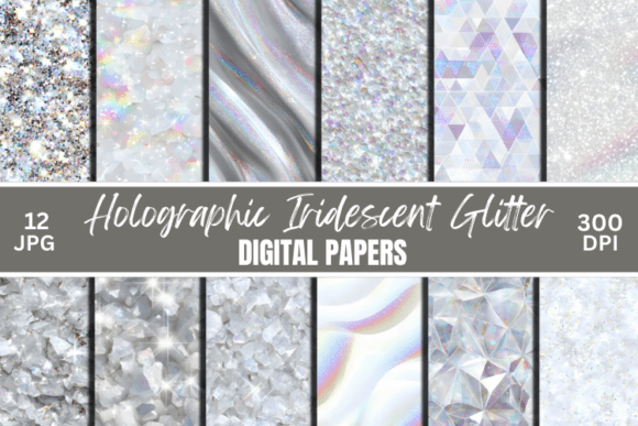 Iridescent Glitter Digital Paper Patterns