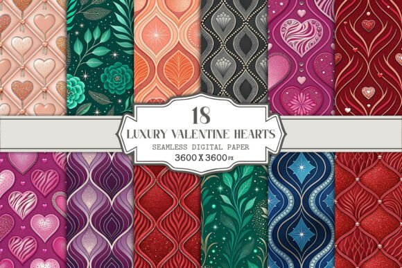 Luxury Valentine Hearts Seamless Pattern
