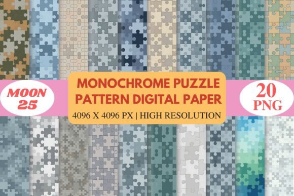 Monochrome Puzzle Pattern Digital Paper: A Versatile Design Resource