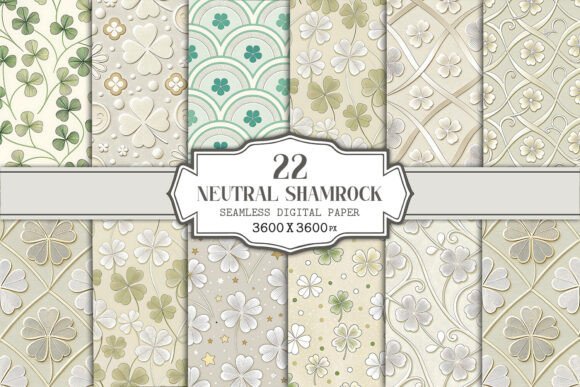 Neutral Green Shamrock Seamless Pattern