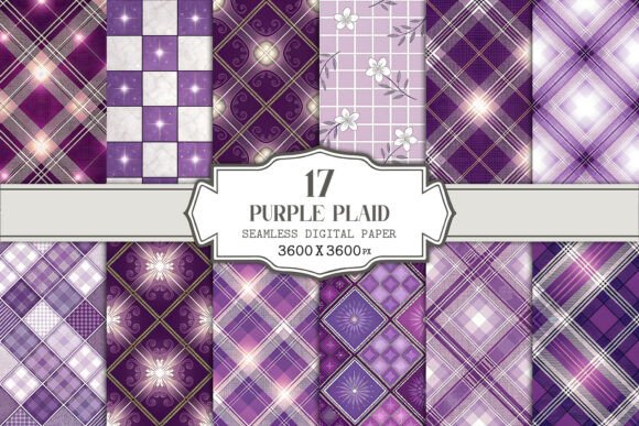 Purple Plaid Seamless Pattern Bundle