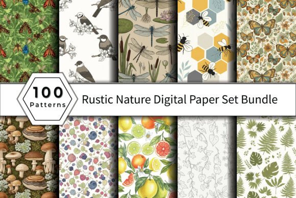 Rustic Nature Digital Paper Set: A Creative Resource for Nature-Inspired Projects