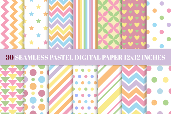 Seamless Pastel Digital Paper 12x12 in