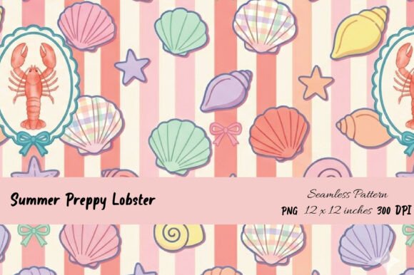 Summer Preppy Lobster Seamless Pattern: A Versatile Design for Creative Projects